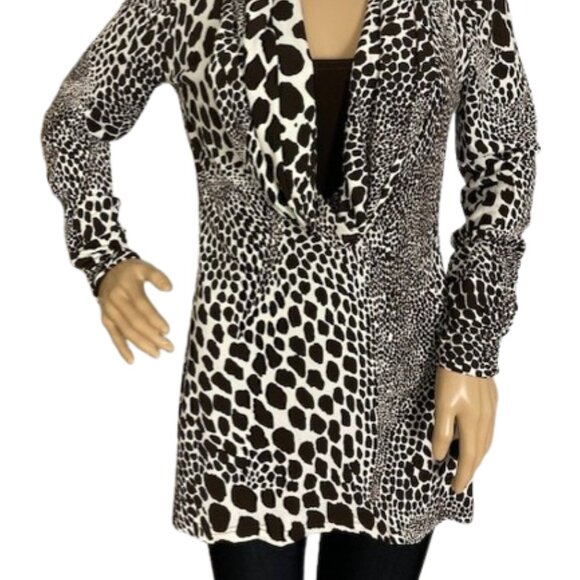 Joseph Ribkoff Animal Print Cowl Neck Tunic Top - Picture 3 of 8